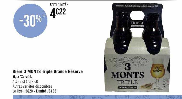 bière 3 monts triple grande réserve 9,5% vol.