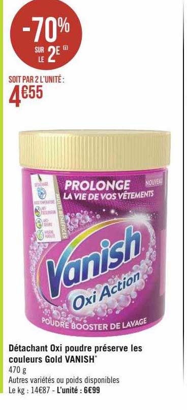 détachant oxi poudre préserve les couleurs gold vanish