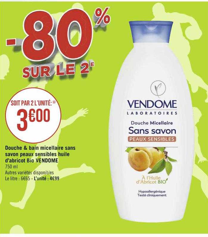douche & bain micellaire sans savon peaux sensibles huile d'abricot bio vendome