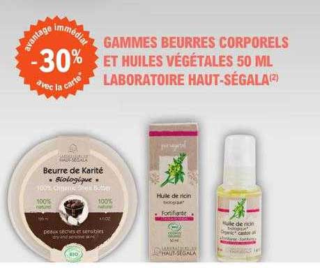 gammes beurres corporels et huiles végétales 50 ml laboratoire haut-ségala
