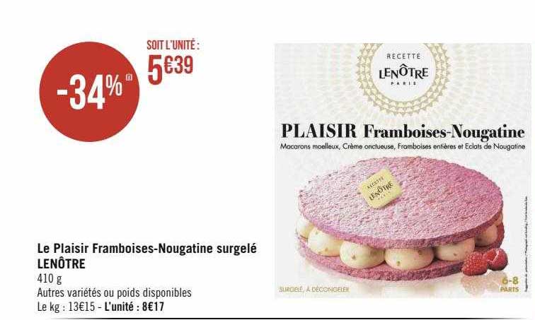 Le Plaisir Framboises-nougatine Surgelé Lenôtre