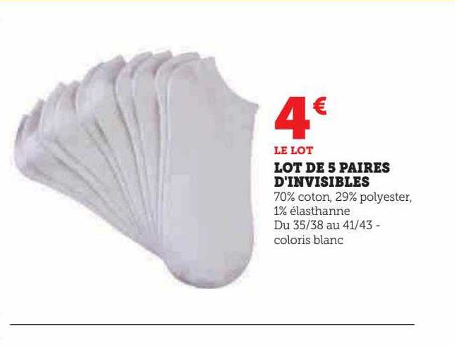lot de 5 paires d'invisibles