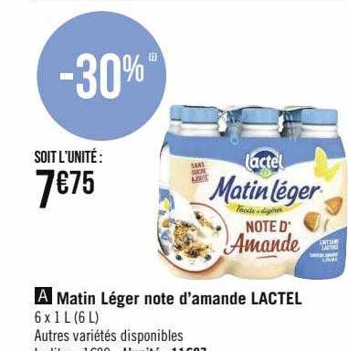 matin léger note d'amande lactel