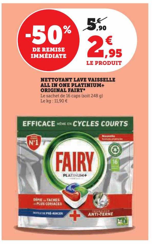 nettoyant lave vaisselle all in one platinium+ original fairy