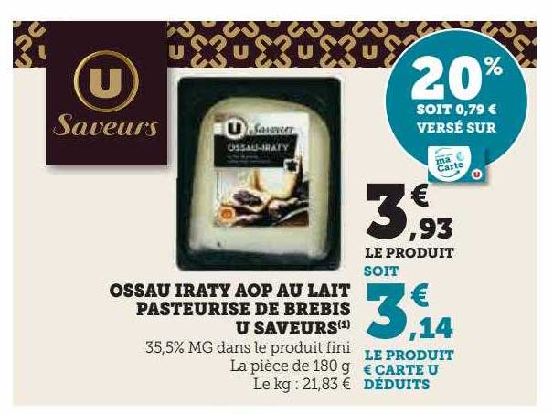 ossau iraty aop au lait pasteurisé de brebis u saveurs