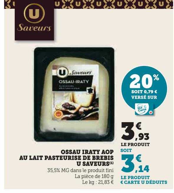 ossau iraty aop au lait pasteurisé de brebis u saveurs