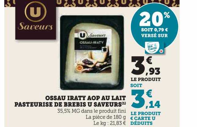 ossau iraty aop au lait pasteurisé de brebis u saveurs