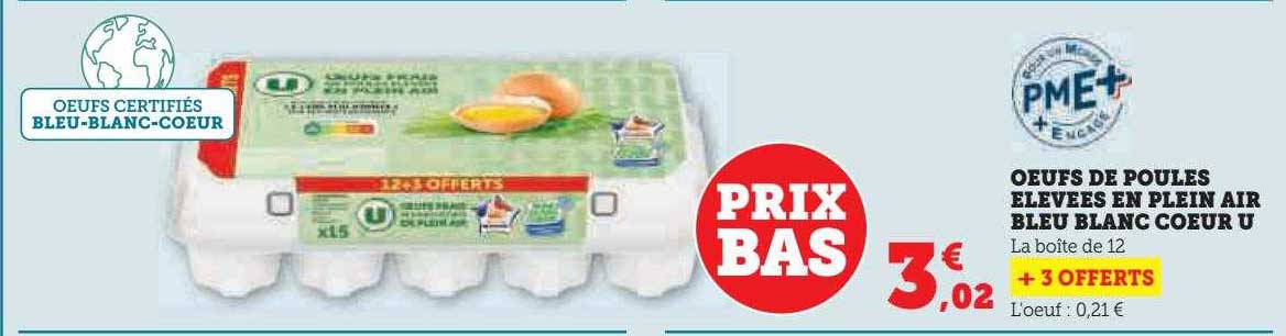 œufs de poules élevées en plein air bleu blanc cœur u