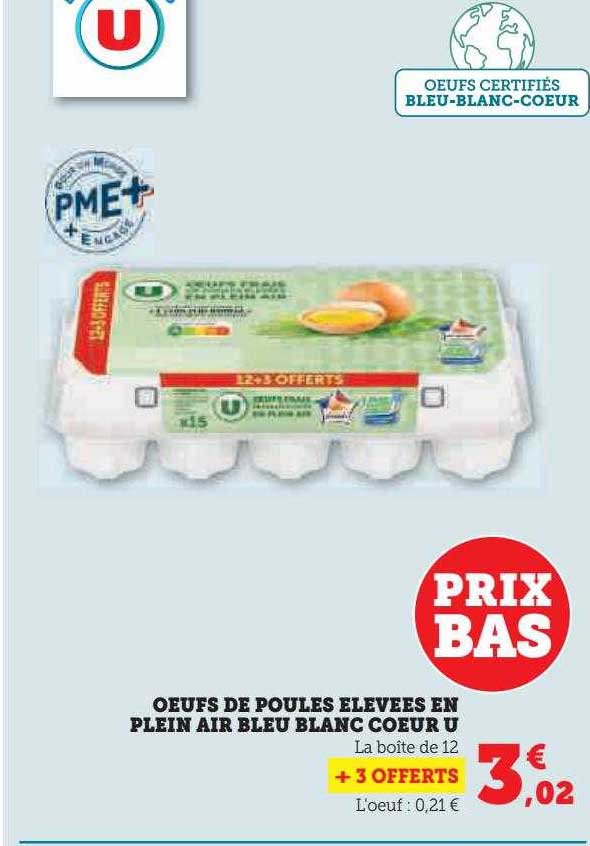 œufs de poules élevées en plein air bleu blanc cœur u