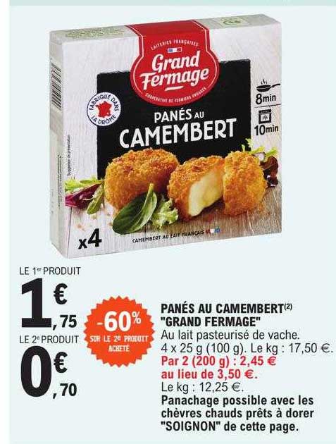 panés au camembert "grand fermage"