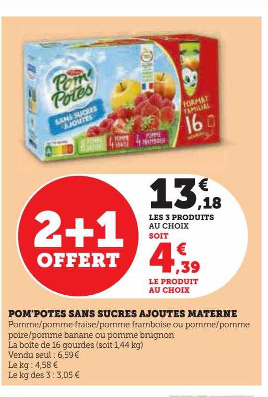 Pom'potes Sans Sucres Ajoutés Materne