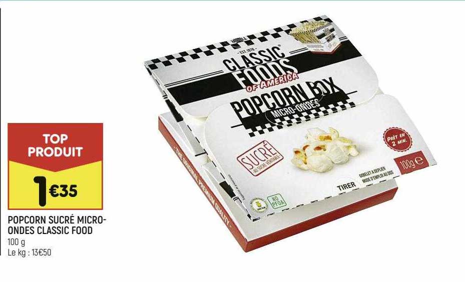 popcorn sucré micro-ondes classic food