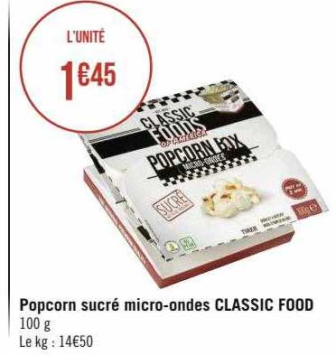 popcorn sucré micro-ondes classic food