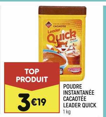 poudre instantanée cacaotée leader quick