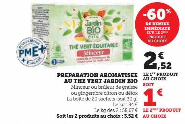 Préparation Aromatisée Au Thé Vert Jardin Bio