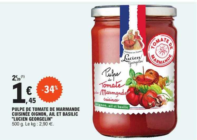 pulpe de tomate de marmande cuisinée oignon, ail et basilic "lucien georgelin"
