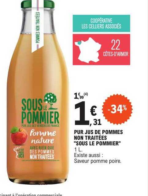 pur jus de pommes non traitées "sous le pommier"