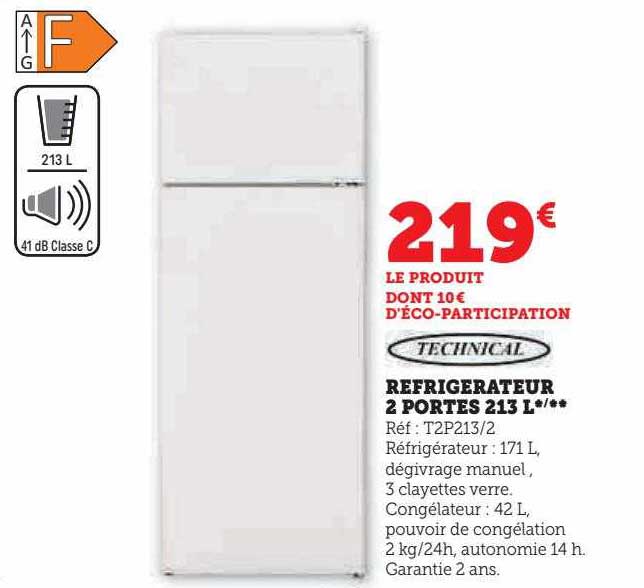Réfrigérateur 2 Portes 213l Technical