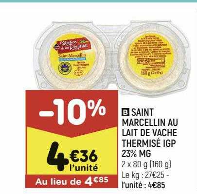 saint marcellin au lait de vache thermisé igp 23% mg