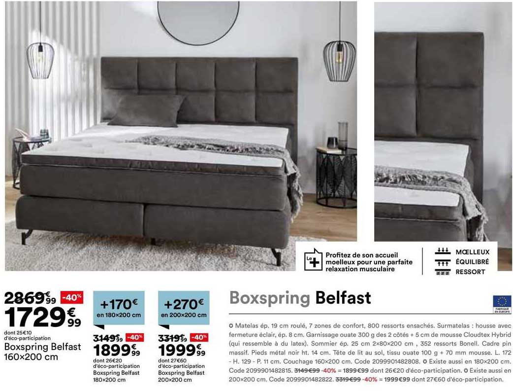 boxspring belfast 160 x 200 cm, boxspring belfast 180 x 200 cm, boxspring belfast 200 x 200 cm