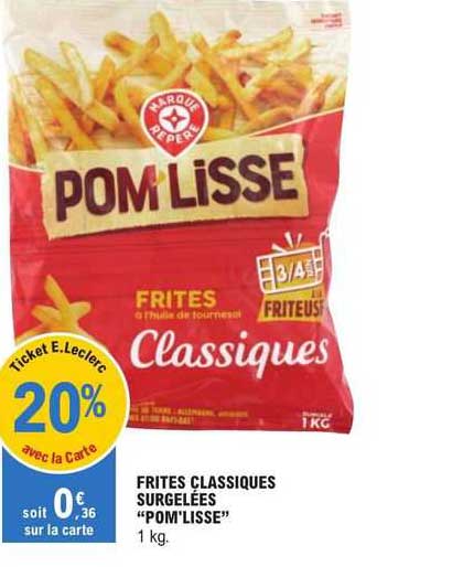 Frites Classiques Surgelées "pom'lisse"