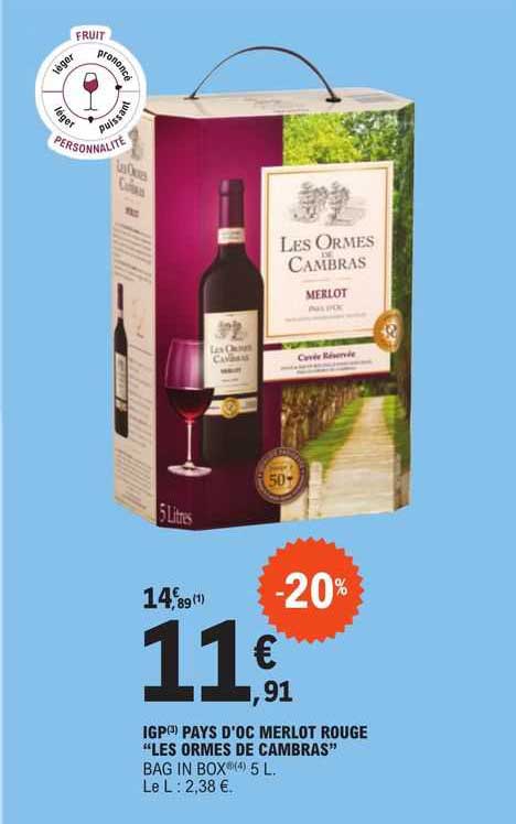 igp pays d'oc merlot rouge "les ormes de cambras"