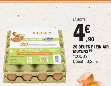 20 œufs plein air moyens "coquy"