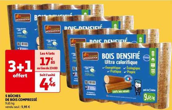5 Bûches De Bois Compressé