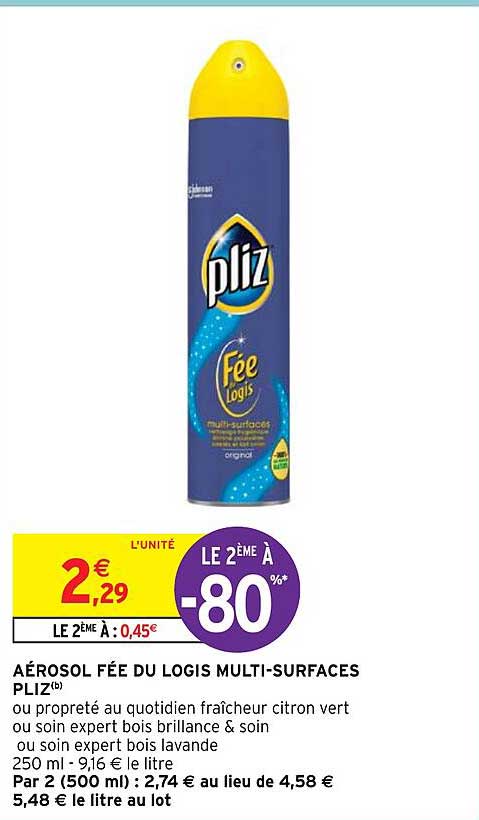 aérosol fée du logis multi-surfaces pliz