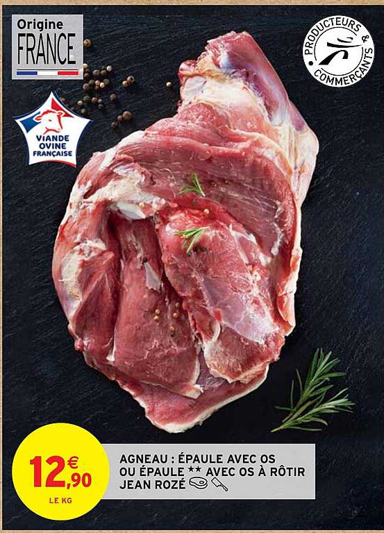 agneau : épaule avec os ou épaule** avec os à rôtir jean rozé