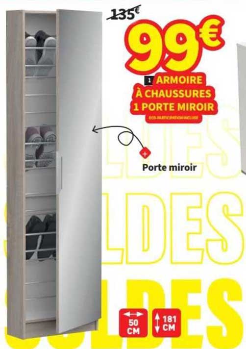 Armoire à Chaussures 1 Porte Miroir