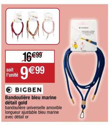 bandoulière bleu marine détail gold bigben