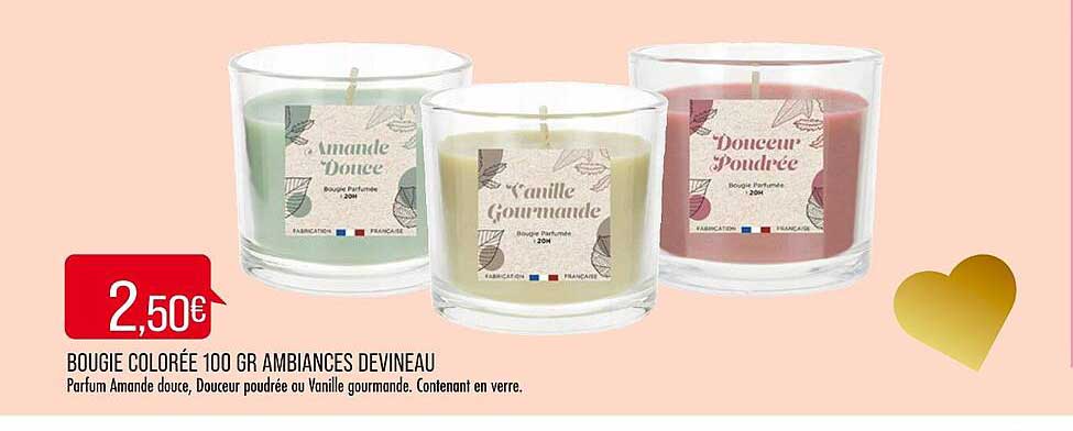 bougie colorée 100 gr ambiances devineau