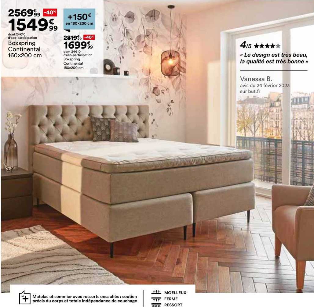 Boxspring Continental 160 X 200 Cm, Boxspring Continental 180 X 200 Cm