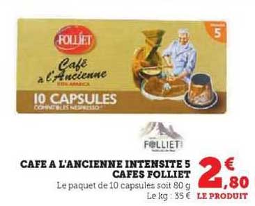 café à l'ancienne intensité 5 cafés folliet