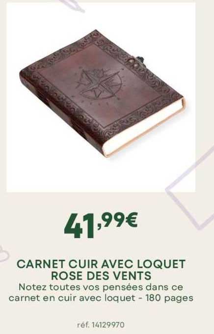 carnet cuir avec loquet rose des vents