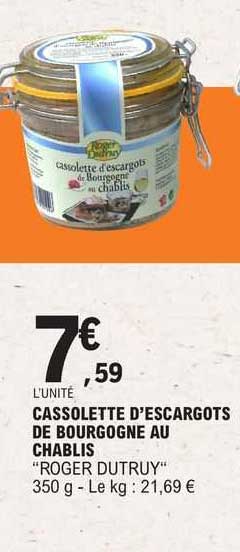 cassolette d'escargots de bourgobne au chablis "roger dutruy"