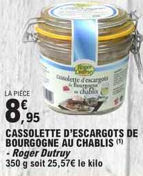 cassolette d'escargots de bourgogne au chablis  - roger dutruy