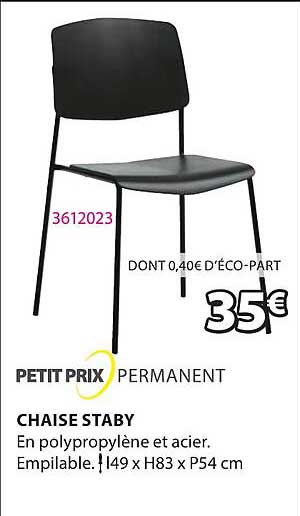 chaise staby petit prix permanent
