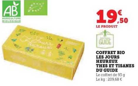 coffret bio les jours heureux thés et tisanes du guide