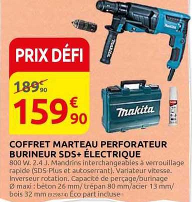 coffret marteau perforateur burineurs sds + électrique makita