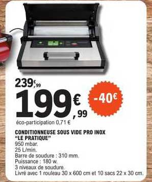 conditionneuse sous vide pro inox "le pratique"
