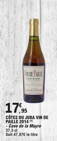 côtes du jura vin de paille 2014 - cave de la muyre