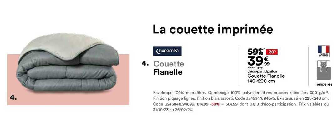 couette flanelle 140x200 cm dreaméa