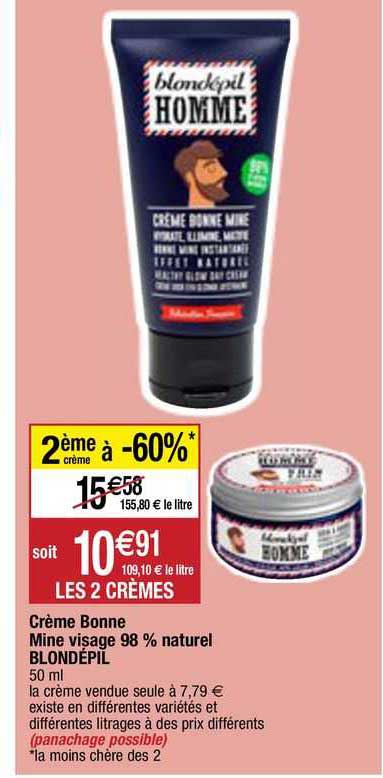 crème bonne mine visage 98% naturel blondépil