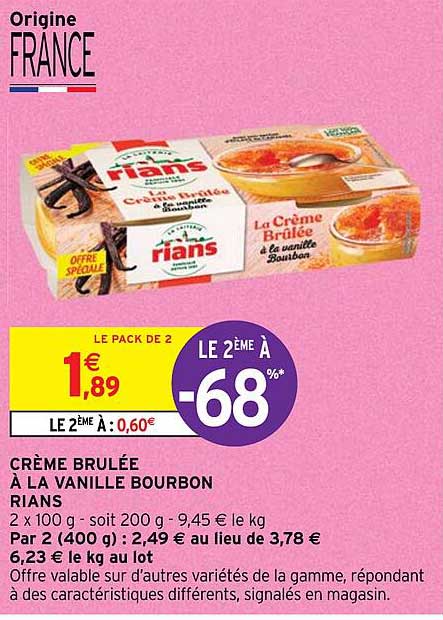 crème brûlée à la vanille bourbon rians