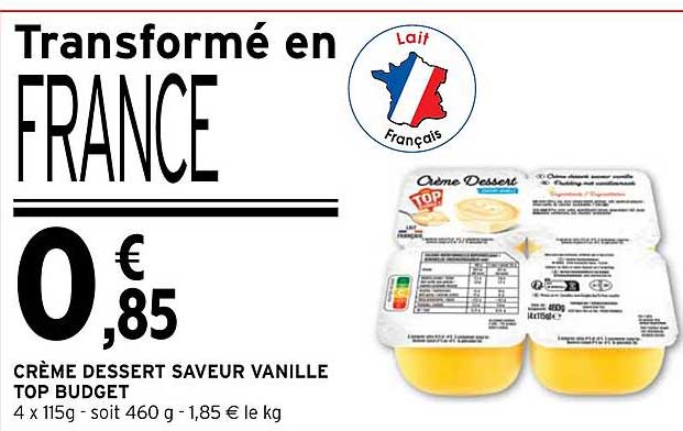 Crème Dessert Saveur Vanille Top Budget