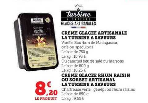 crème glacée artisanale la turbine à saveurs crème glacée rhum raisin ou sorbet artisanal la turbine à saveurs