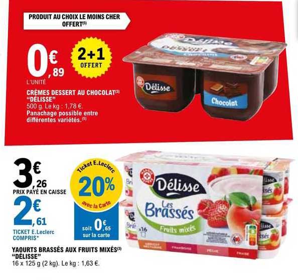 Crémes Dessert Au Chocolat "délice" Crèmes Dessert Au Chocolat "délisse" Yaourt Brassés Aus Fruits Mixés "délisse"