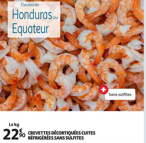 crevettes décortiquées cuites réfrigérées sans sulfites